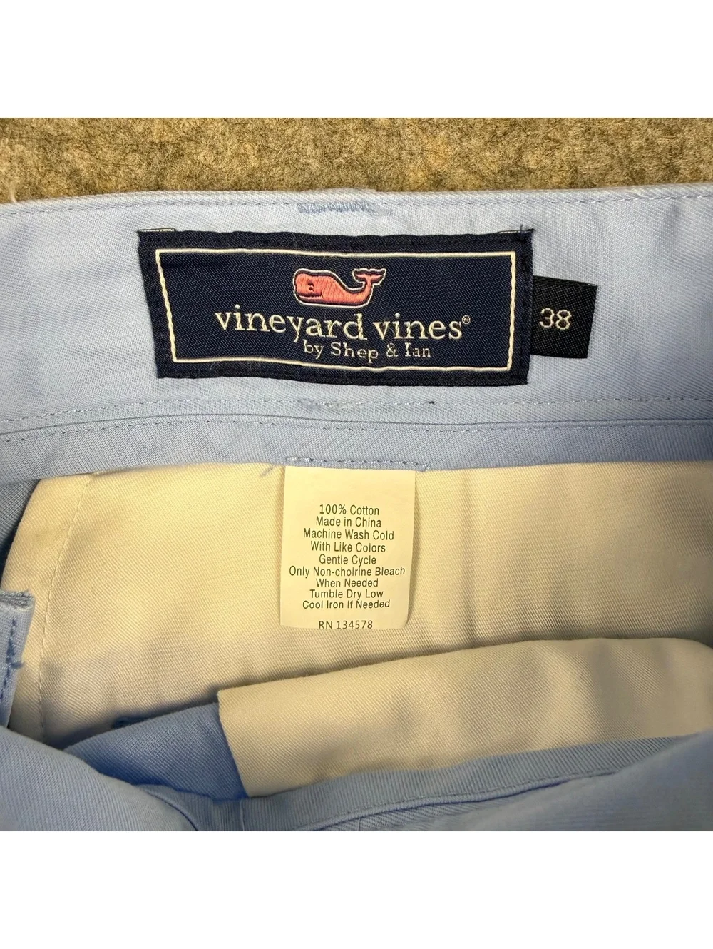 Vineyard Vines Flat Front Chino Shorts Light Blue Men Size 38 9” Preppy 674